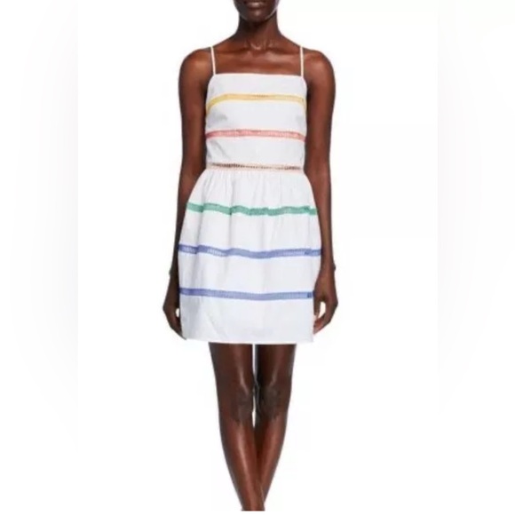 English Factory - Women's White Ladder Lace Dress - Sz Small -White/ Multi Color - Picture 1 of 8